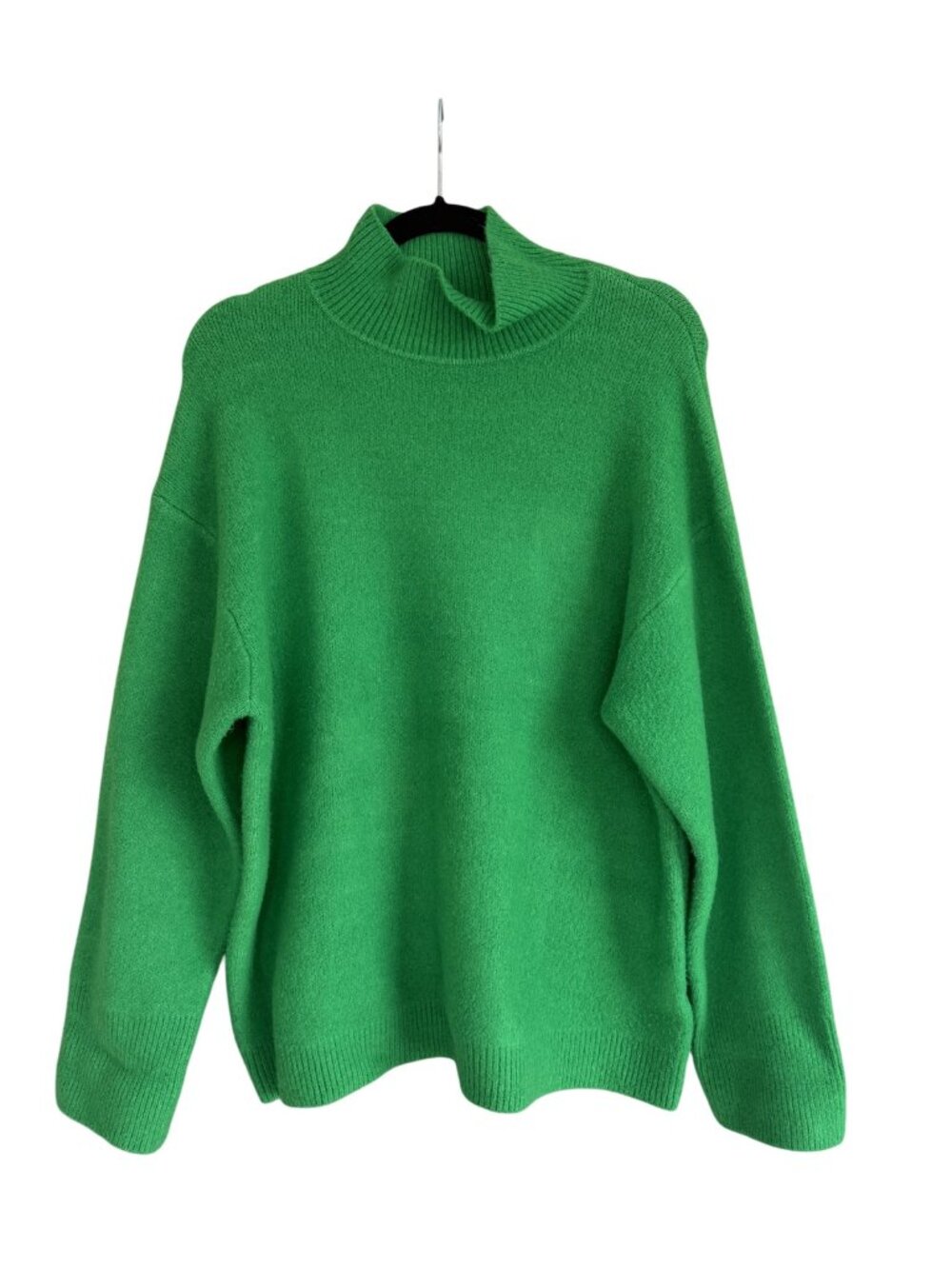 ZARA Size Small (S) Green Turtleneck Pullover Sweater Ribbed Knit